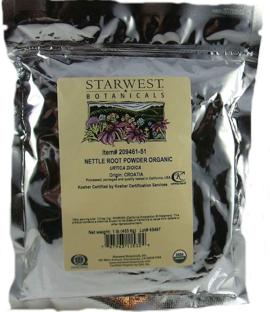 Nettle Root Toz Organik - Urtica Dioica, 1 lb, (Starwest Botanicals)
