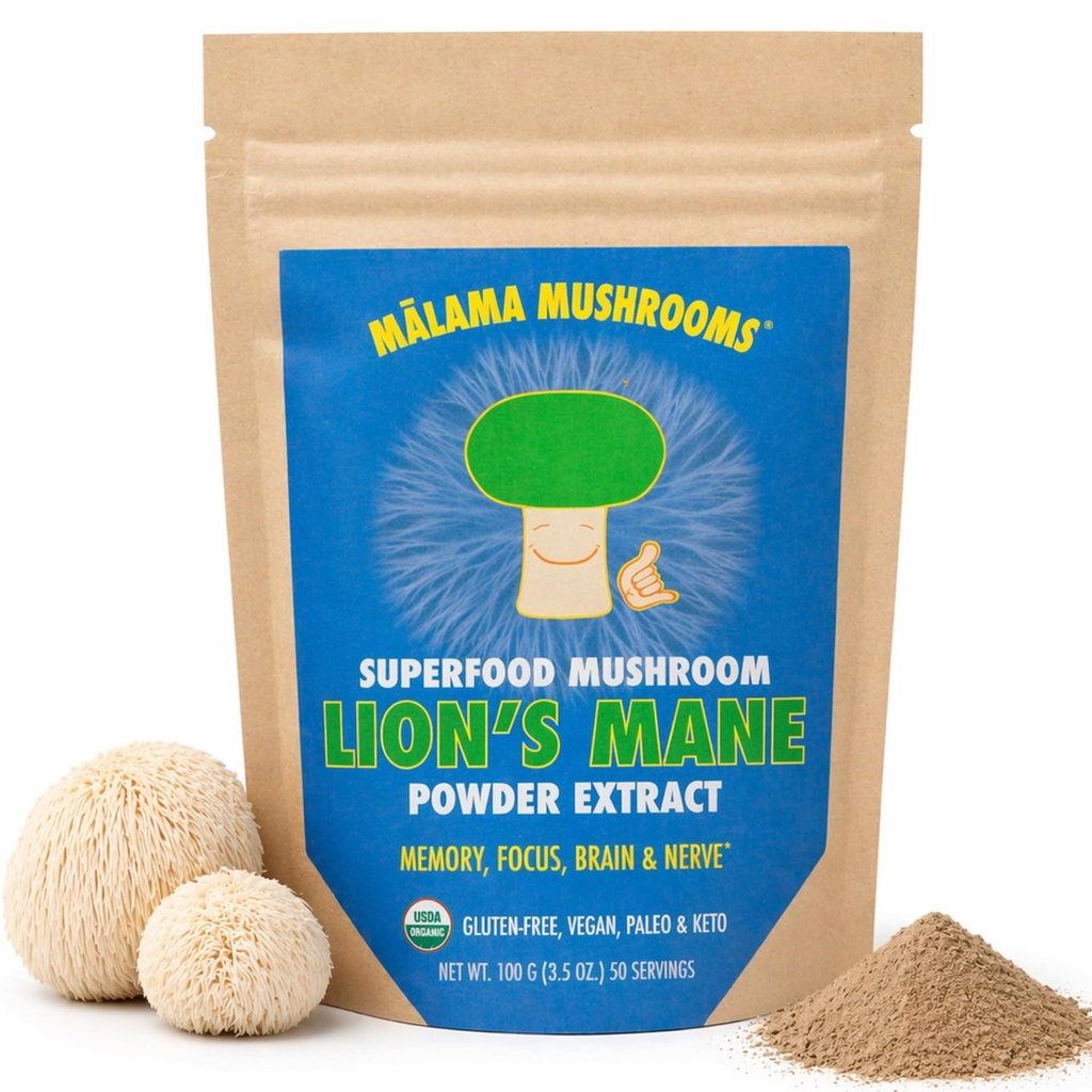 Lion's Mane Extract Toz Malama, Organik Meyve Vücut Aslanları Mane Mushroom Toz, Superfood Adaptogen, Supports Memory, Focus, Brain, & Nerves