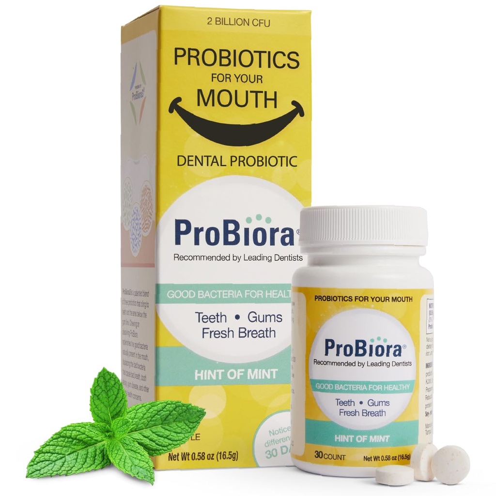 Diş ve Gums için Probiyotikler | Daha İyi Oral Sağlık için Diş Probiyotikleri | Yetişkinler için Kötü Nefes Tedavisi | ProBiora3 Patentli Probiyotiki | Tooth Whitening | 30 Mint Tabletler | Diş Probiyotikleri