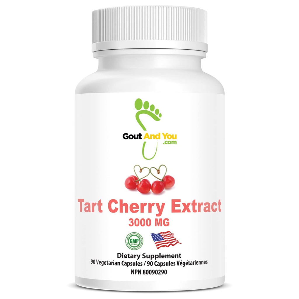 Gout ve You Tart Cherry Extract | 3000 mg Per | 90 Vegetarian Capsules | Gluten-Free