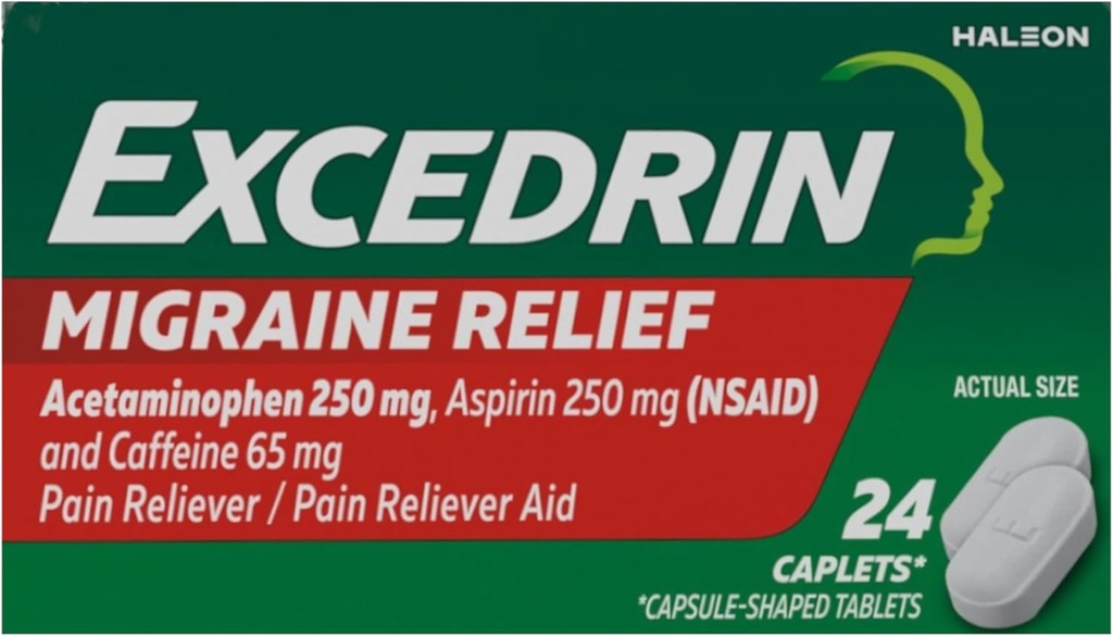Excedrin Migraine Pain Reliever Caplets 24 ea (Pack of 3)
