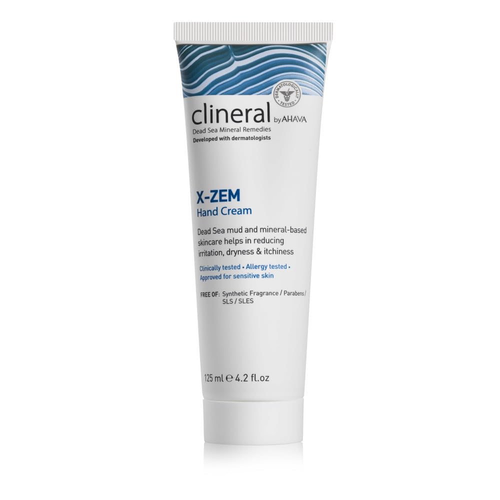 AHAVA Clineral X-Zem Hand Cream - Ανακουφίζει τη δυσφορία από δερματίτιδα, καταπολεμά την ερυθρότητα, την ξηρότητα και την φαγούρα, μαλακώνει τα ξηρά & τραχιά μπαλώματα, με Hippophae Oil, Shea Butter & Osmoter, 4.2 FL.Oz
