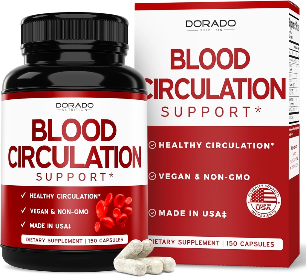 Blood Circulation Supplements with Diosmin & More (150 Capsules) Blood Flow Supplements for Men & Women - Spider & Varicose Veins for Legs Support - Vegan & Non GMO - 3rd Parti Test Edildi - ABD Made