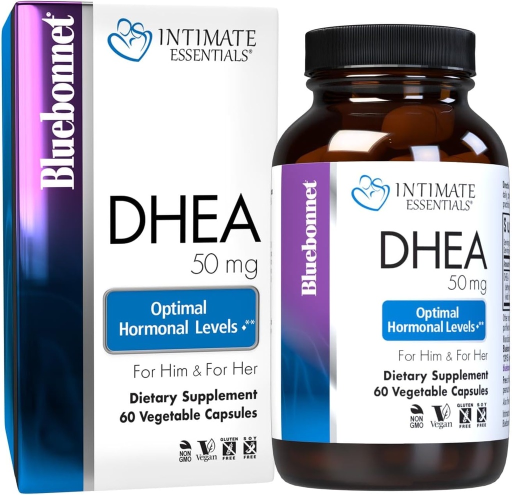 BlueBonnet Beslenme Intimate Essentials DHEA 50 mg, Fertness Function ve Optimal Hormon Seviyeleri için her iki Erkek ve Kadın *, Non-GMO, Vegan, Gluten-Free, 60 Sebze Kapsülleri, 60 Hizmet