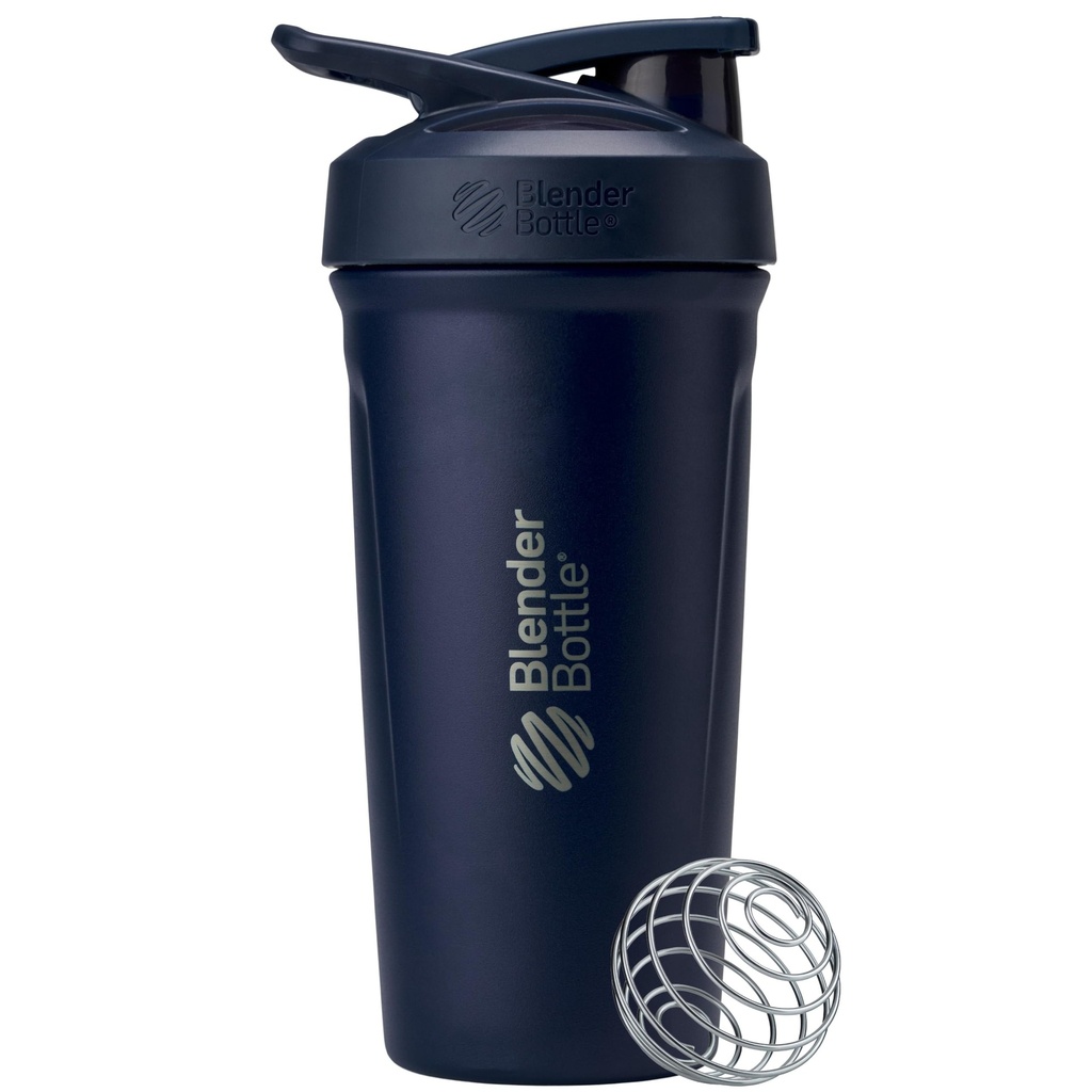 BlenderBottle Sport, Paslanmaz Çelik Shaker Şişe'i Wiresk, 24Ounce, Donanma - sporcular için Protein Shakes & Hydration, Easy Mix, Keeps Drinks Cold, Lockable Lid