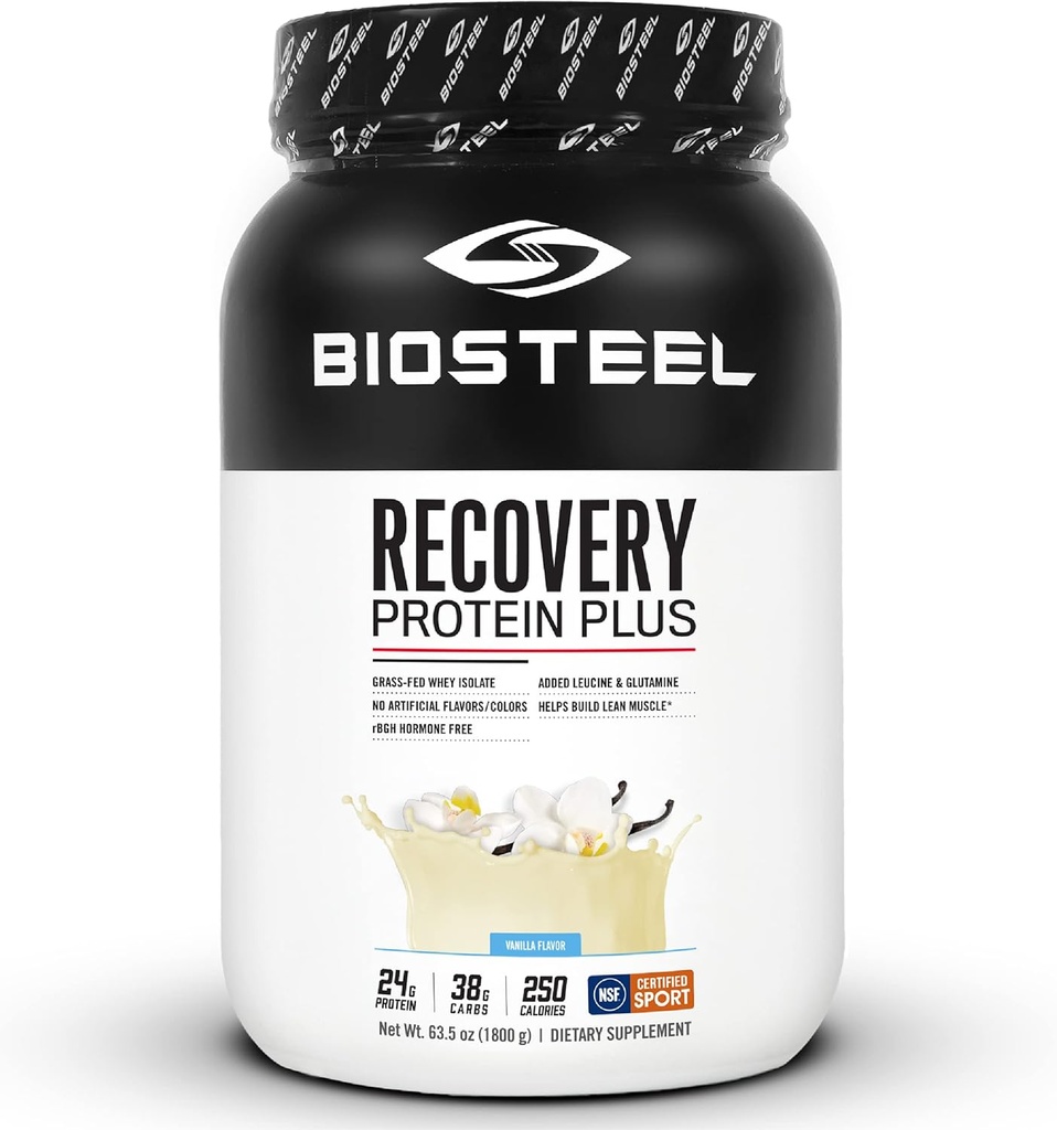 BIOSTEEL Recovery Protein Plus Toz Supplement, Grass-Fed ve Non-GMO Formula, Vanilla, 27 Hizmet