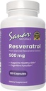 Sanar Naturals Resveratrol Supplement 500 mg - Sağlıklı Ağlama, Bilişsel Fonksiyonlar ve Kalp Sağlığı - Bitki bazlı Trans Resveratrol - Vegan, Non-GMO, 120 Capsules