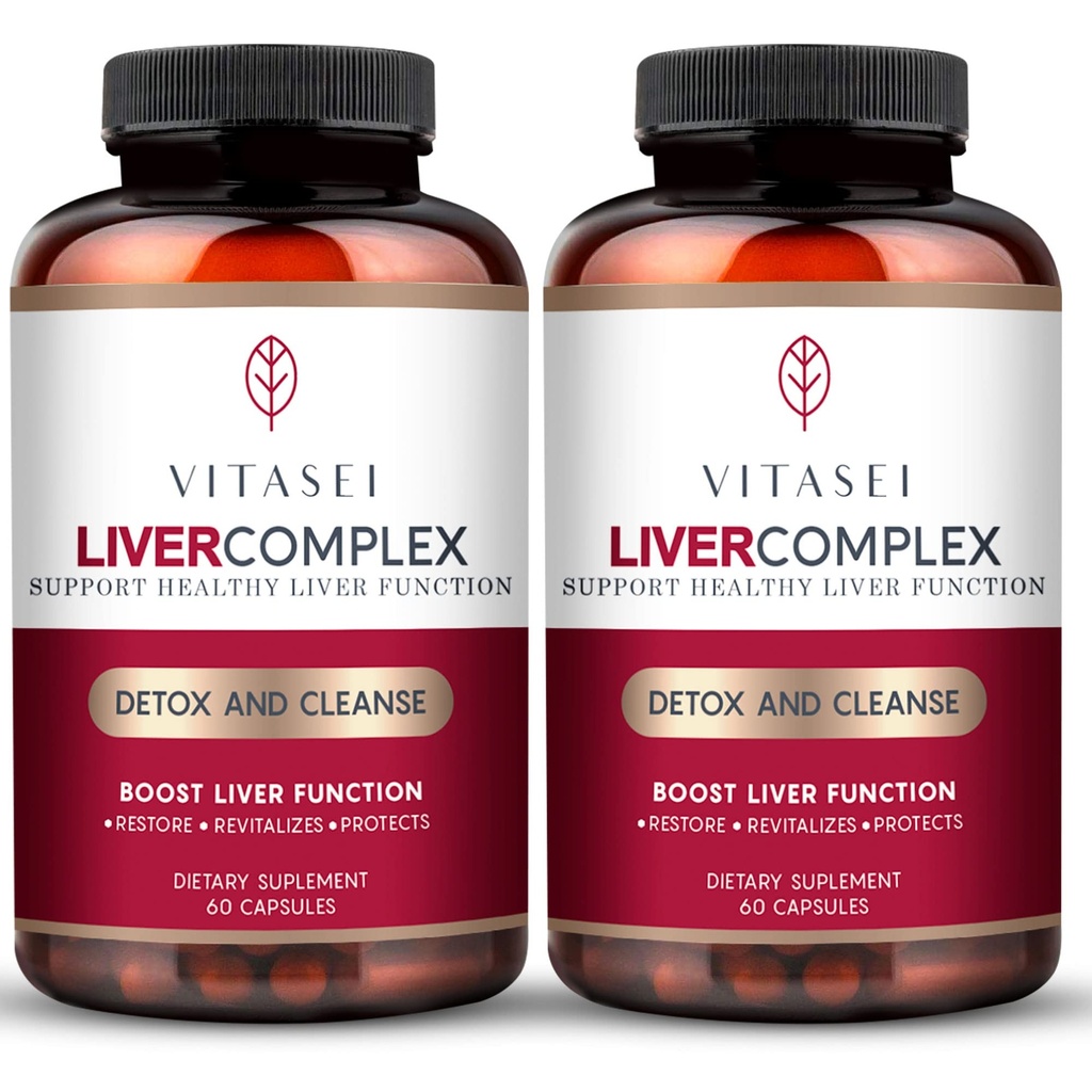 VITASEI Liver Cleanse Detox & Repair, Liver Complex W/Milk Thistle Extract, Garcinia, Curcumin C3, συμπλήρωμα βοτανικής διατροφής υποστήριξης, Detox Formula για γυναίκες & άνδρες, 60 κάψουλες (πακέτο του 2)