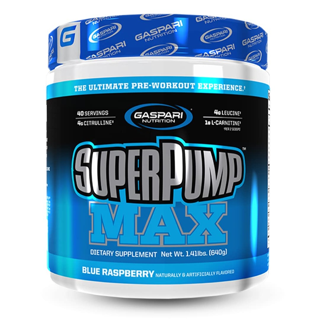 Gaspari Beslenme SuperPump MAX, The Ultimate Pre Workout Toz, Sustained Energy Preworkout, Nitrik Oksit, Muscle growth, Recovery & Replenishes Electrolytes (40 Hizmet, Blue Raspberry Buz)