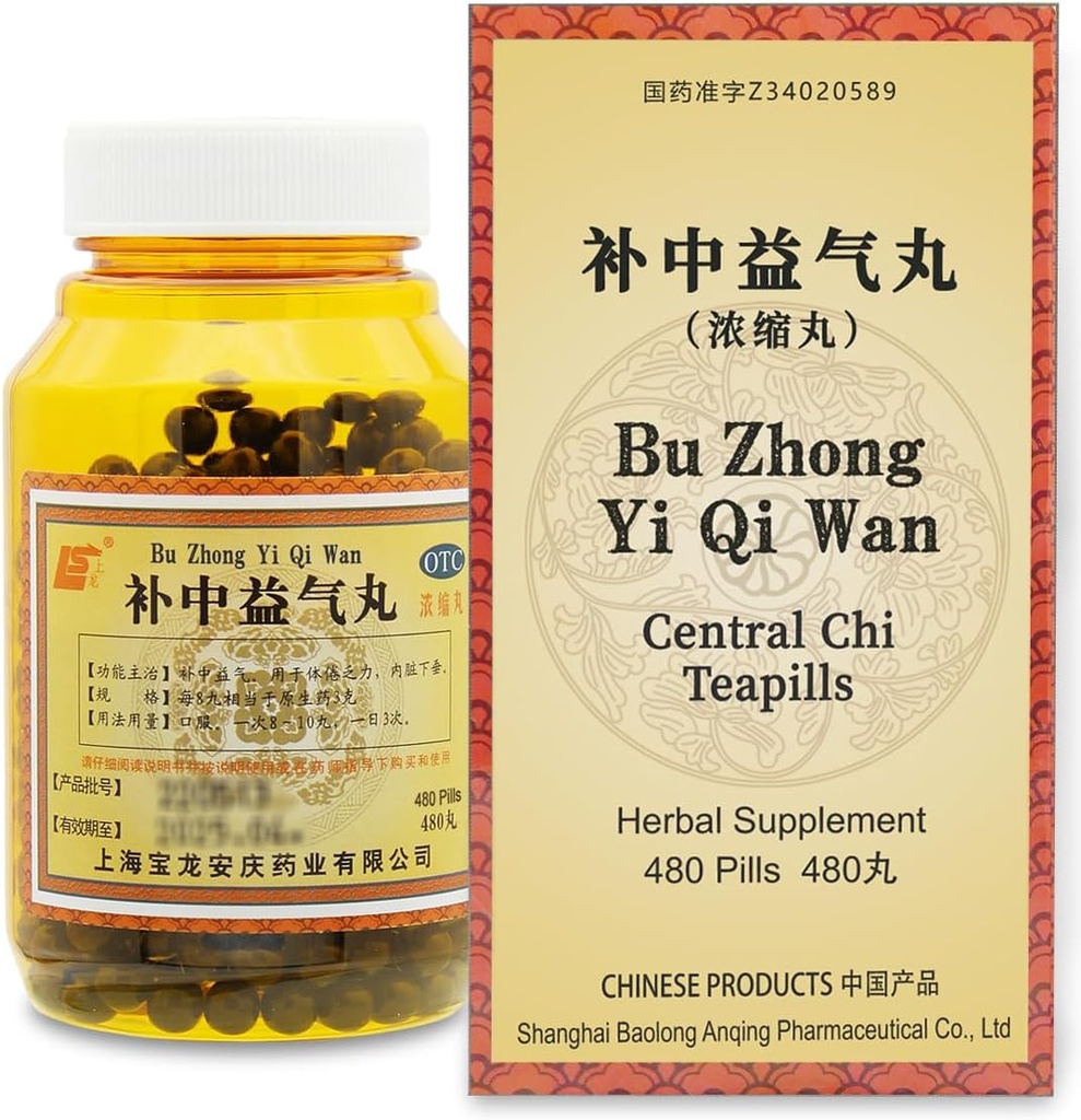 Bu Zhong Yi Qi Wan Herbal Supplement Pills 480 ct (60 Hizmet, Ekonomi Boyutu), Central Chi Teapills, Supports Health Spleen and Stomach