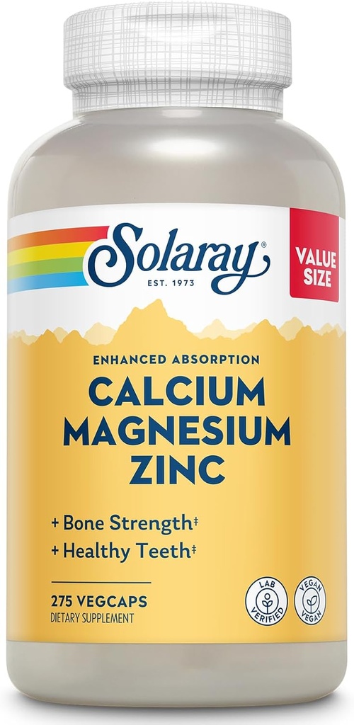 SOLARAYelli Magnezyum Çinko Supplement - Steel 1000 mg, Magnezyum 500 mg - Bone Health, Muscle Function, Heart Health ve Immune Support - Vegan, 60 Day Garanti, 68 Hizmet, 275 VegCaps