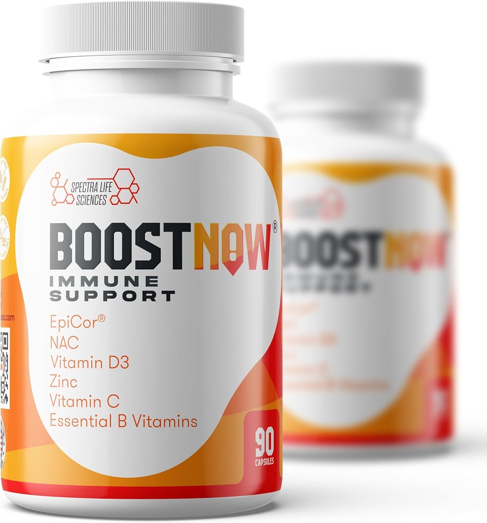 BoostNow 14-in-1 Immune Support Capsules - Enhanced with Vitamin C, D-3, Zinc, EpiCor, Elderberry & More - 90 Count