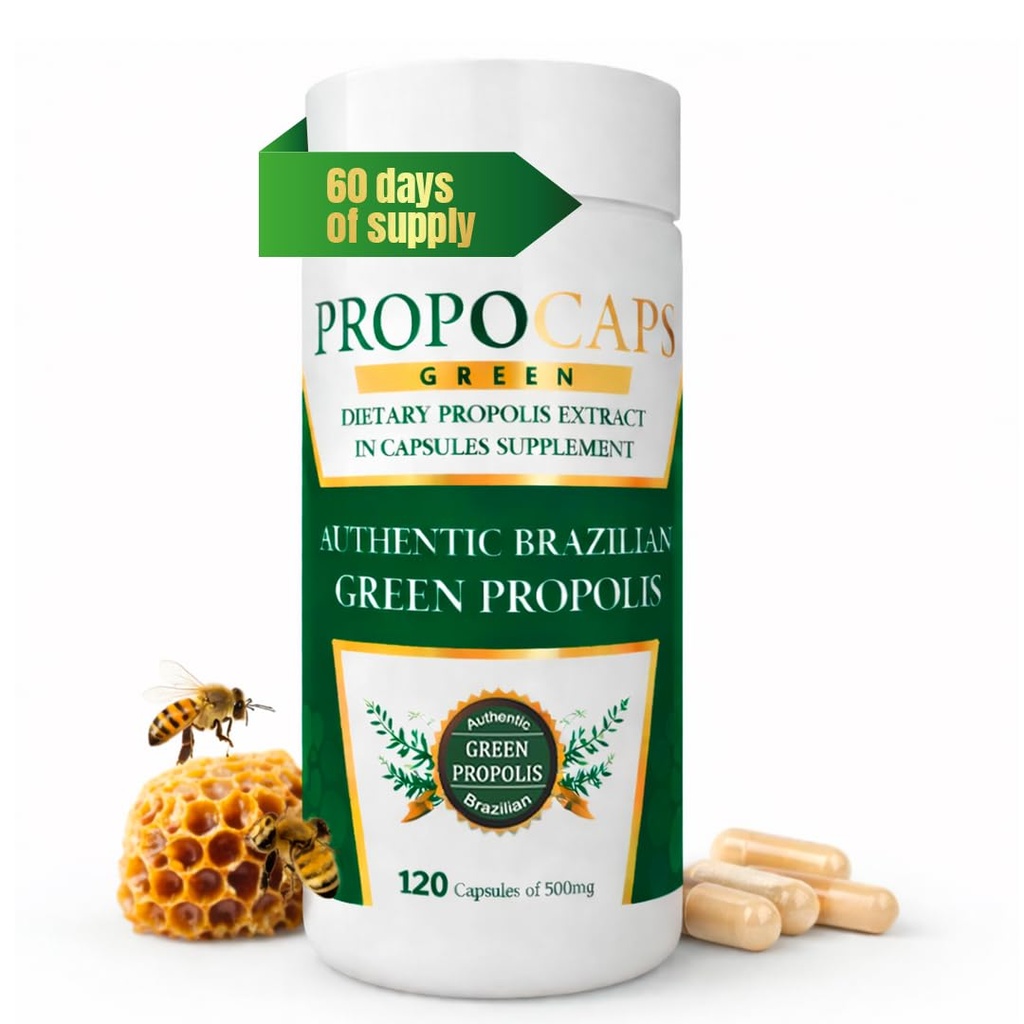 Arılife Green Propolis Capsules-% 100 Green Propolis ve Bee Pollen Capsule Supplement- Propolis Extract, Authentic Brezilyalı - Sertifikalı ISO 22000, Kosher (120 Capsules)