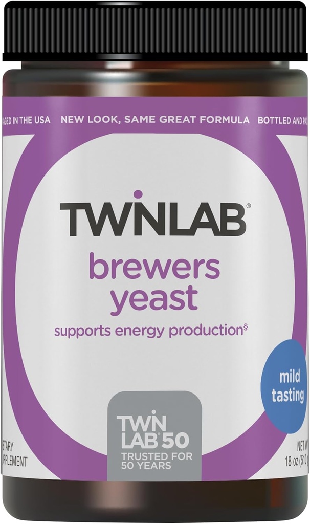Twinlab Brewers Yeast - με Vegan Protein, Βιταμίνες, Ορυκτά, Αμινοξέα, και Trace Elements - Βιταμίνες Ανδρών και Γυναικών με Διατροφικές Ζυθοποιίες Yeast - 18 oz