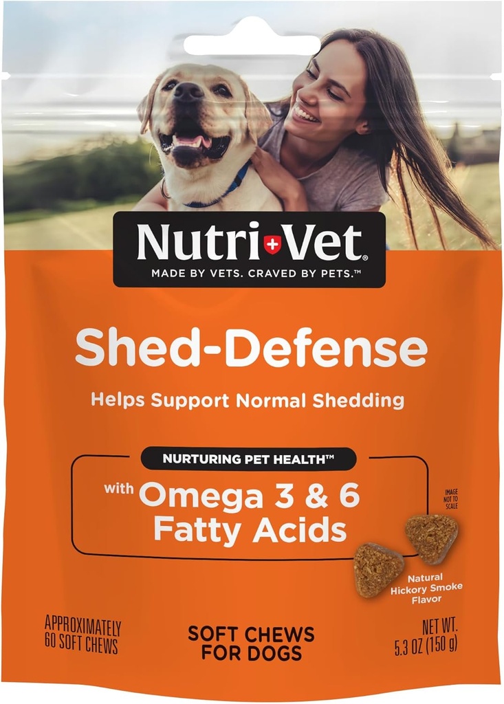 Nutri-Vet Shed Defense Soft Chews for Dogs, Skin and Coat Supplement for Dogs, Omega 3 from Fish Oil, Dry & Ichy Skin Relief treatment, Puppy Essentials, 60 μαλακά μάσημα