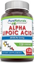 Pure Naturals Alpha Lipoic Acid 600 mg 120 Capsules Supplement | Non-GMO | Gluten Free | Made in USA