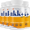 Akk+ Superbiyotiks - 20 Milyar Afu Akkermansia Probiyotik with Milk Thistle, Taraxasterol, GLP1 Supplement, Antioksi, Gut, Skin Health, 240 Count Count