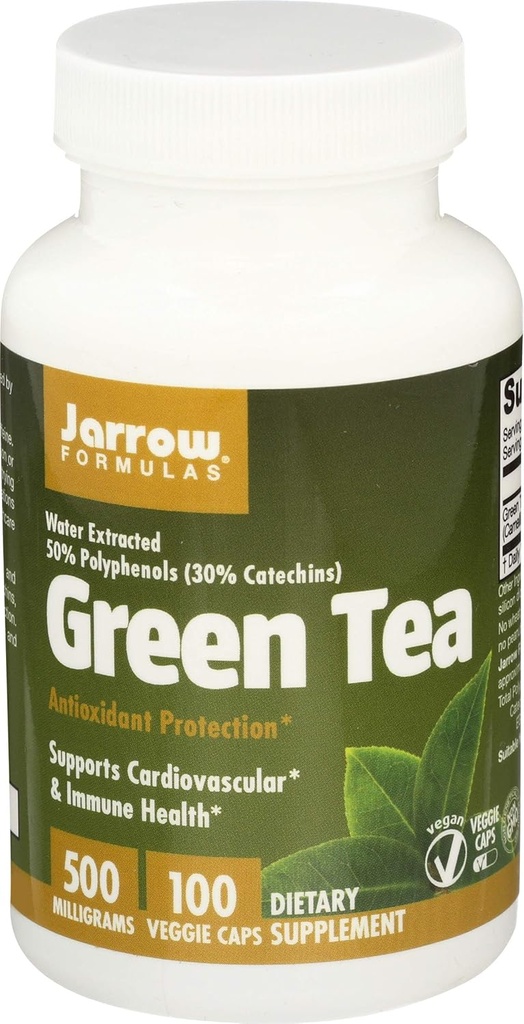 Jarrow Formulas Green Tea 500 mg - 100 Veggie Caps, 2 Paket - Antioksi Desteği -% 50 Polyols - Cardiovascular & Immune Health - 200 Toplam Hizmetler