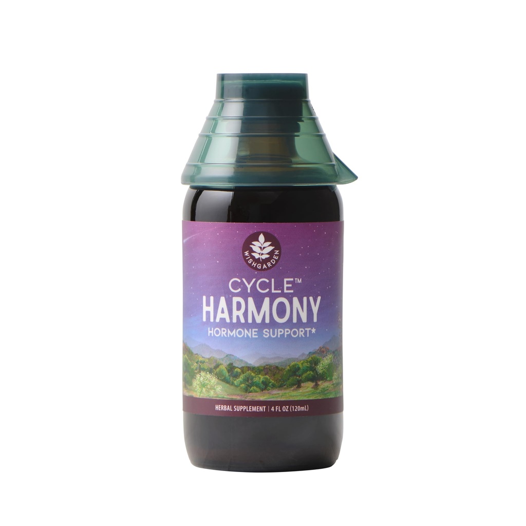 WishGarden Herbs Cycle Harmony Hormon Desteği - Plant-Based Herbal Supplement w/Vitex & Wild Yam Normal Erkeklere Yardımcı Oldu, PMS, Irregular Cycles, Ovulation Issues, 4oz