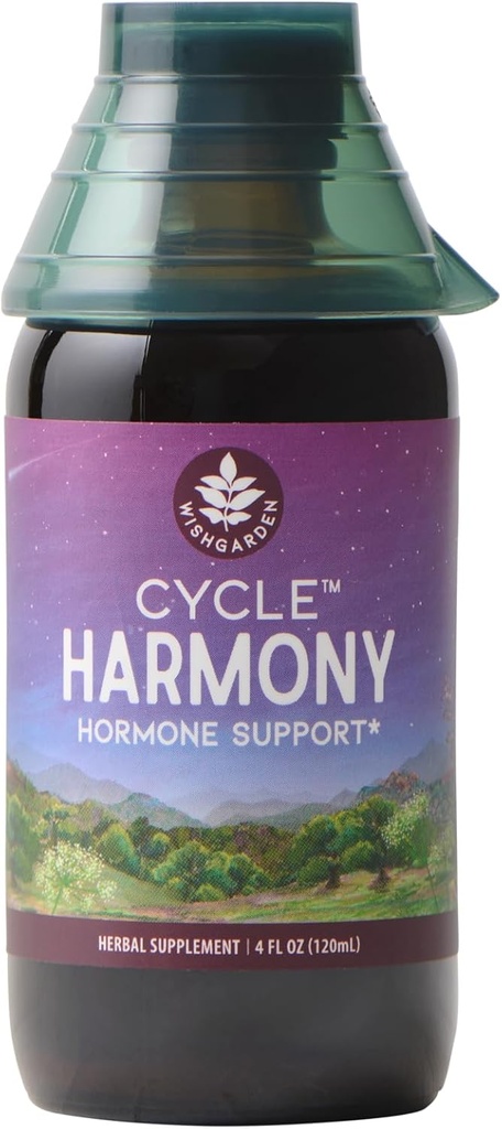WishGarden Herbs Cycle Harmony Hormon Desteği - Plant-Based Herbal Supplement w/Vitex & Wild Yam Normal Erkeklere Yardımcı Oldu, PMS, Irregular Cycles, Ovulation Issues, 4oz