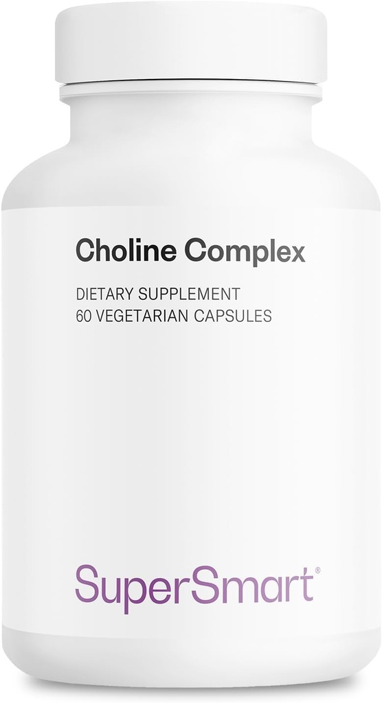 Supersmart - Choline Kompleksi (Patented & High Strength) - Choline Bitartrate, GPC Choline & CDP Choline - Yüksek Potency Choline Supplements | Non-GMO & Gluten Free - 60 Vegetarian Capsules