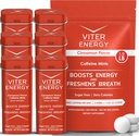 Viter Energy Original Caffeine Mints Cinnamon Flavor 6 Pack και 1/2 Pound Bulk Bag Bundle - 40mg Caffeine, Β Βιταμίνες, Χωρίς ζάχαρη, Vegan, Ισχυρό ενισχυτή ενέργειας για εστίαση και εγρήγορση
