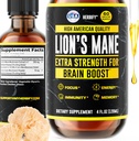 HERBIFY Lions Mane Supplement - Daily Mushroom Supplement for Memory, Focus & Clarity - Brain Booster - Lions Mane Βάμμα για Ανοσολογική Υποστήριξη - 4 FL oz