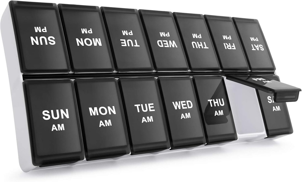 Sukuos Haftalık Pill Organizer 2 Times A Day, 7 Günlük Pill Box AM PM Large Daily Pill Case Vitamin Organize Pill Konteyner For Vitamins, Fish Oils, Supplements