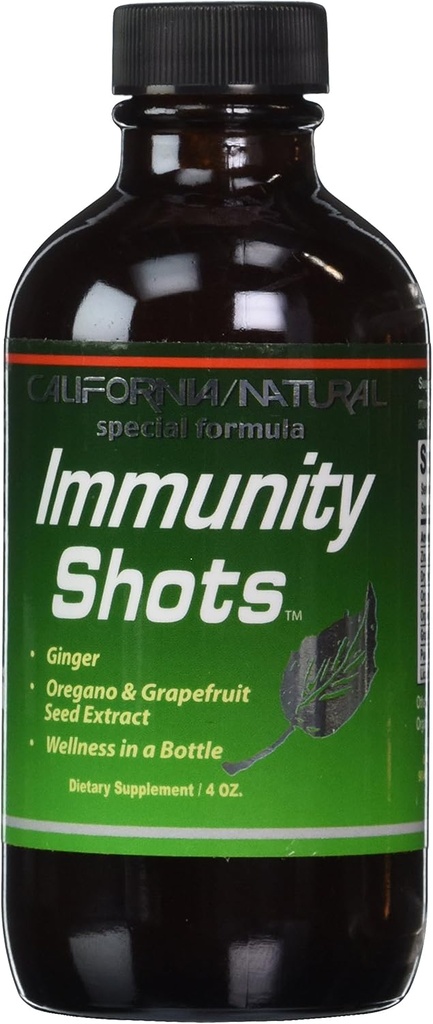 California Natural Immunity Shots 4oz Şişe çinko, Organik Ginger Root, Oregano Oil - Potent & Pure Immune System ATM - Immune System Support (Pack of 1)