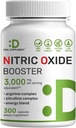 Nitrik Oksit 3,000 mg Oda başına, 300 Capsules - 1 Nitrik Çimento Supplement - Arginine & Citrulline Kompleksi Enerji Şöpü - Marshm Root - Nutrient Flow to Muscles&Heart