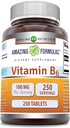 Amazing Formulas Vitamin B6 Supplement | 100 Mg per Service | Tabletler | Non-GMO | Gluten-Free | Made in USA (1 Pack, 250 Count)