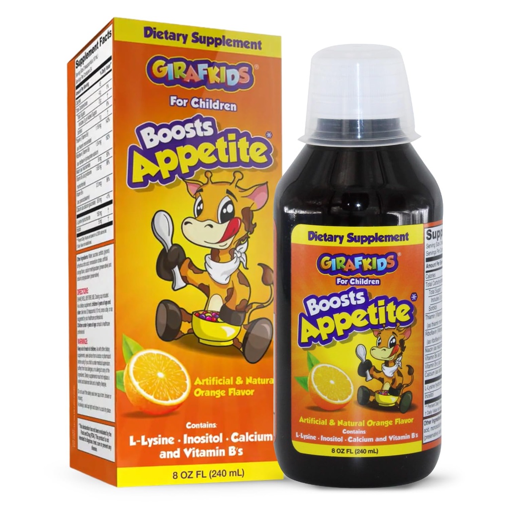 Çocuklar için GirafKids Appetite ATM Syrup, 8 Fl Oz - Çocuklar için Vitaminler, Orange Flavor - Sağlıklı Appetite & Enerjiyi Teşvik Ediyor