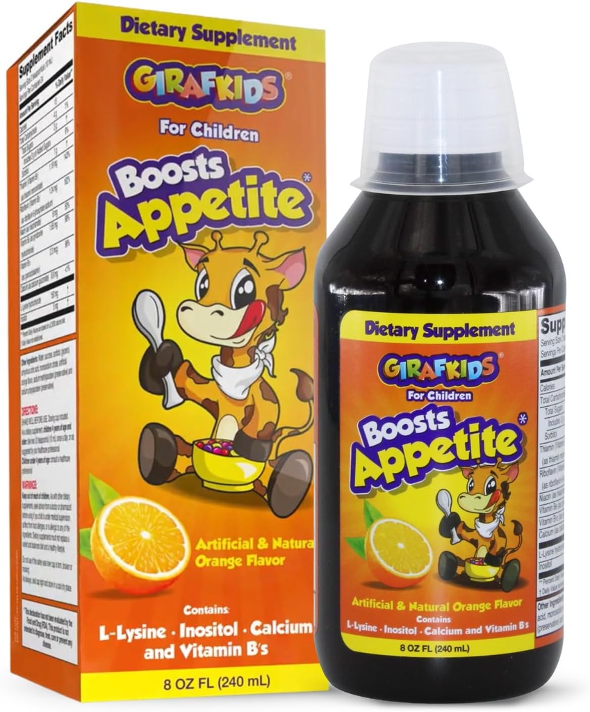 Çocuklar için GirafKids Appetite ATM Syrup, 8 Fl Oz - Çocuklar için Vitaminler, Orange Flavor - Sağlıklı Appetite & Enerjiyi Teşvik Ediyor