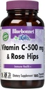 BlueBonnet Vitamin C 500 mg Plus Rosehips Sebze Kapsülleri, 180 Kont