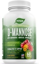 100 Saf D-Mannose Capsules 1000 mg with Cranberry, Hibiscus, ve Dandelion Ekstraksiyon, Profesyonel UTI Önleme Formülü Urinary Tract Health ve Bladder Support
