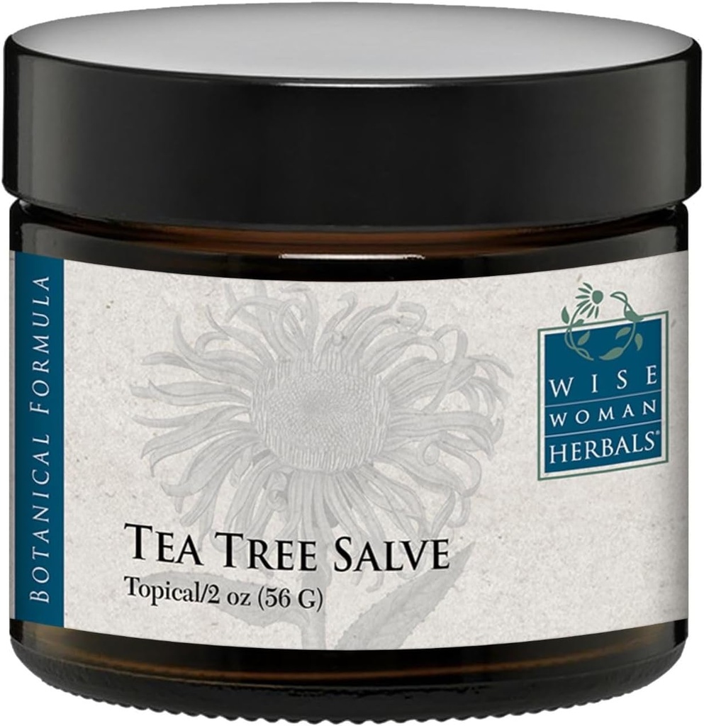 Wise Woman Herbals - Tea Tree Salve - 2 Oz - Natural Aid for Common Causes of Skin Irritation, Promotes Normal Healthy Skin, Helps Aid Dry Itchy Skin and Irritation on Toenails, Fingernails, and Body
