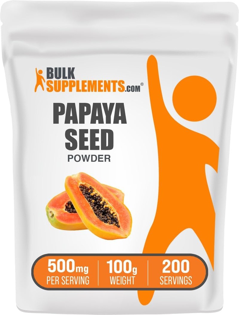 BulkSupplements.com Papaya Tohum Toz - Carica Papaya Tohumu, Beslenme Supplement, Digestive & Gut Desteği - Gluten Free, 500 mg per Service, 100g (3.5 oz) (Pack of 1)