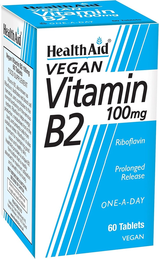 Health Aid Vitamin B2 (Riboflavin) 100mg - Παρατεταμένη αποδέσμευση 60 δισκία