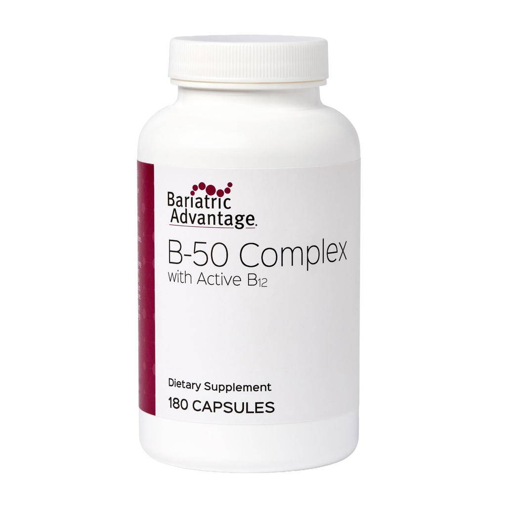 Bariatrik Avantajı B-50 Kompleksi ile Active B12, Yüksek Potency Supplement Tüm Temel B Vitaminleri Choline, Inositol ve PABA - 180 Count