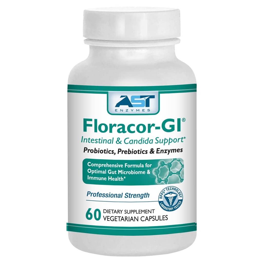 Floracor - Gut & Intestinal Health - Premium Probiyotik, Prebiyotik ve Enzyme Formula - 60 Vejetaryen Capsules