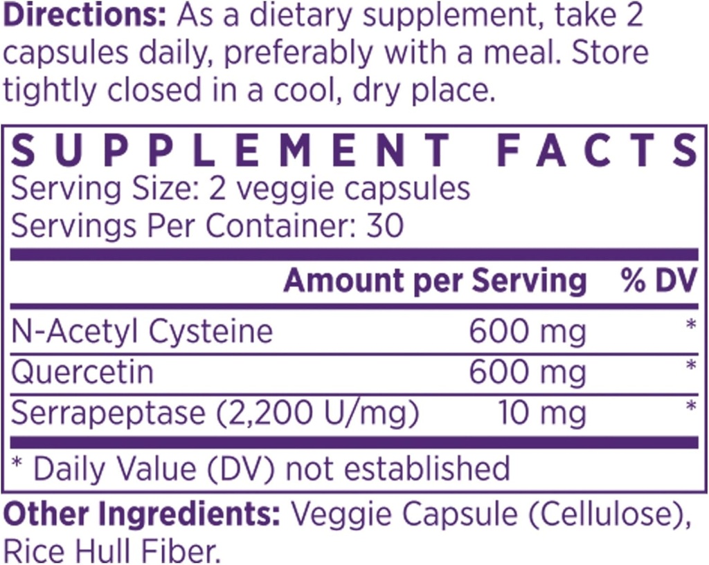 NAOMI NAC 600 mg with Quercetin for Immune and Respiratory Support, Normal Nefes, Nasal ve Eye Comfort, Sinus ve Respiratory Function, 60 Capsules