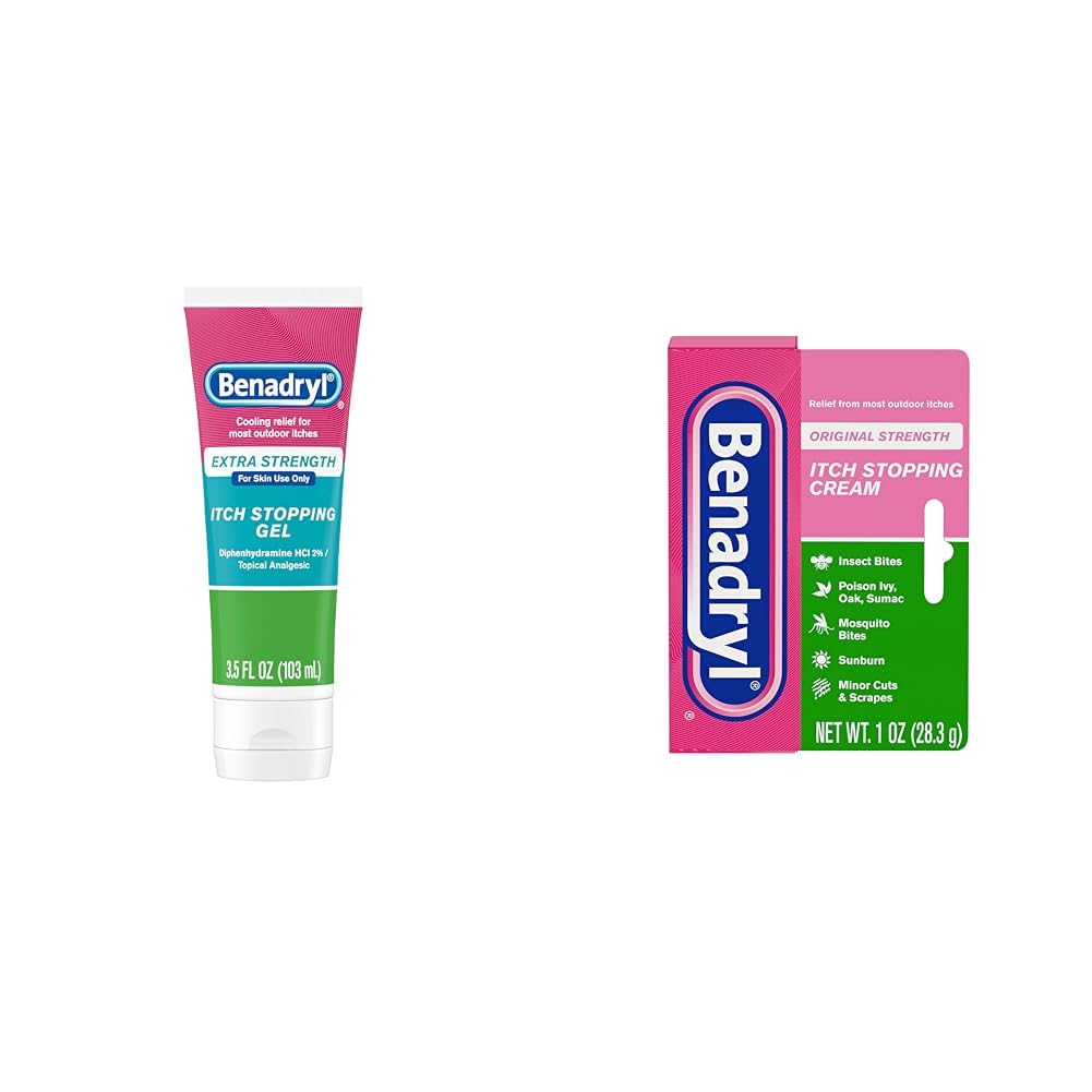 Benadryl Anti-Itch Gel & Cream Sche, Zehir Ivy Relief ile Analgesic, 3 Ürünler
