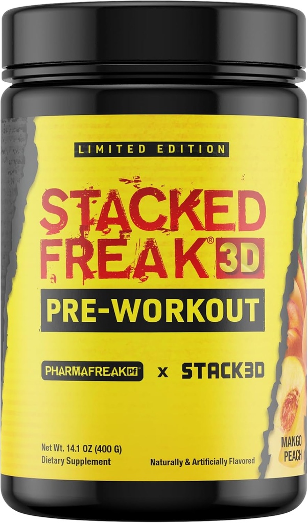 Pharmafreak X Stack3D: Stacked Freak 3D Pre-Workout PWO - Περιορισμένη έκδοση - Mango Ροδάκινο - 14,1 oz (400 g)