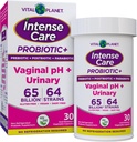 Vital Planet - Intense Care Vaginal pH & Urinary Probiyotiks for Women Plus Organic Prebiyotiks, Postbiyotiks ve Parabiyotikler, 65 Milyar CFU ve 64 Strains, Immune ve Digestive Health 30 ctt
