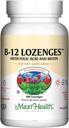 Maxi Health Vitamin B12 Lozenges with Folic Acid and Biotin - Sublingual B12 Vitamins Strawberry Flavor - Vegetarian Kosher B 12 Vitamin Red Blood Hücre Üretimi ve Enerji (360)