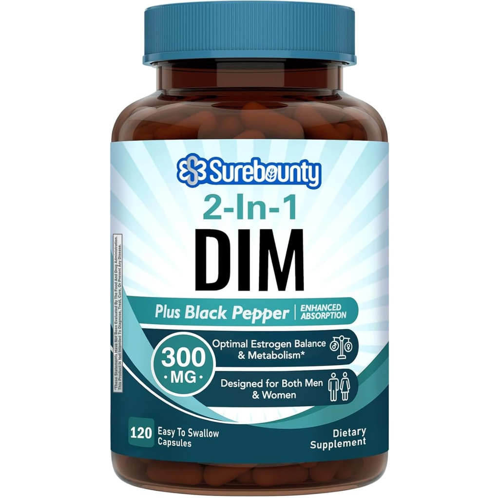 DIM Supplement 300 mg for Women & Men, Estrogen Balance & Metabolism, Hormon Dengesi, Menopause Support, EnergyKeepence, High Abxia with Black Pepper Extract, 120 Caps