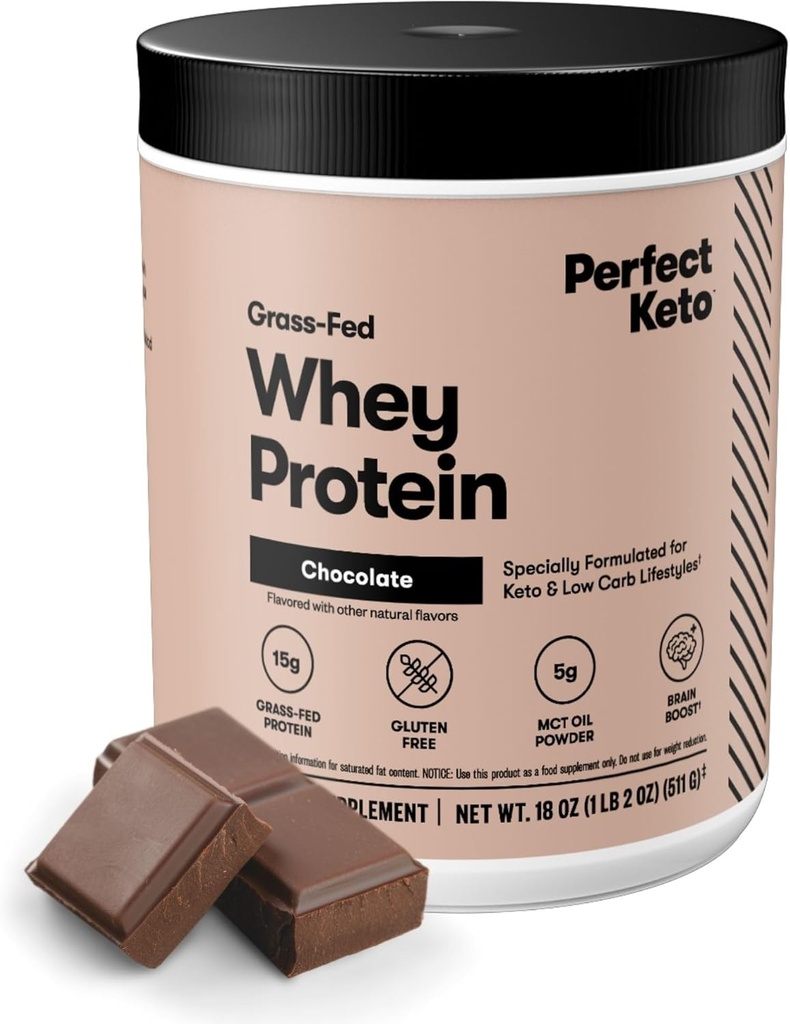 Mükemmel Keto Pure Whey proteini Toz Isolate %100 Grass Fed Meal Yenileme Shake No Yapays, Gluten Free, Soy Free, Non-GMO (Chocolate)