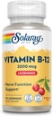 SOLARAY Vitamin B12 2000 mcg Lozenges - No Sugar, Natural Cherry Flavor Vitamin B 12 Supplement for Nerve Function, Energy and Red Blood Cell Support - Lab Onaylandı, Vegan - 90 Hizmet, 90 Lozenges