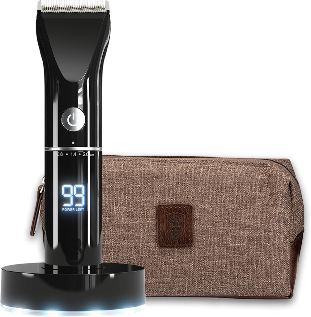 The Beard Club Trimmer for Men with Travel Bag - Electric Cordless Pirelli Beard & Hair Trimmer - High Power 7000 RPM - 8 Color Guides 45 Benzersiz Trim Lengths - Travel Lock Locks