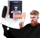 Beard Grooming Kit για τους άνδρες 4 in 1. Beard Brush and Comb Set with Messy Free Bib Apron, Mustachis Ψαλίδι. Φυσικό πινέλο και διπλής δράσης Comb. Ανδρικό Γαμπρό. Δώρο για τον σύζυγο,